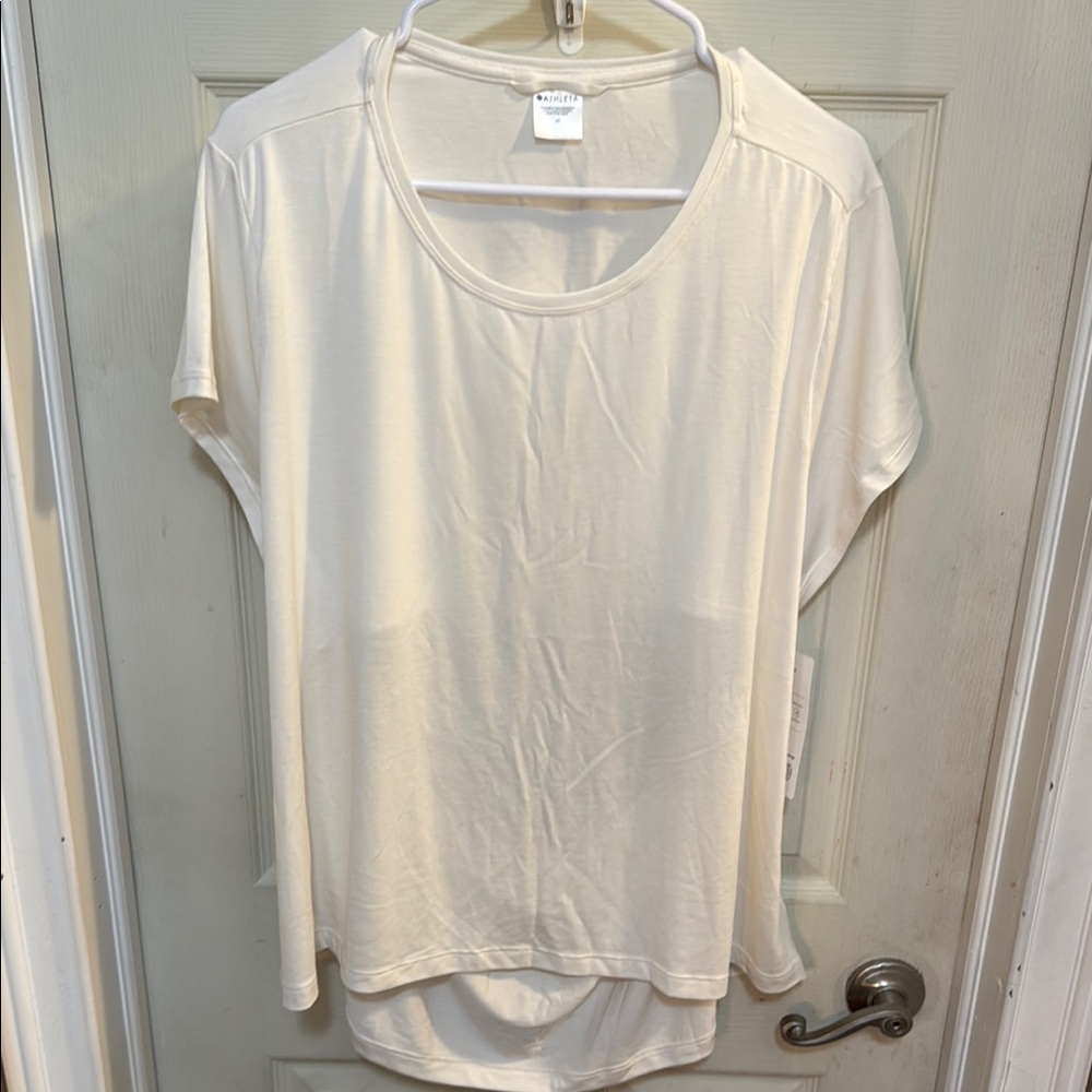Athleta Cream Dolman Sleeve High Low Tee